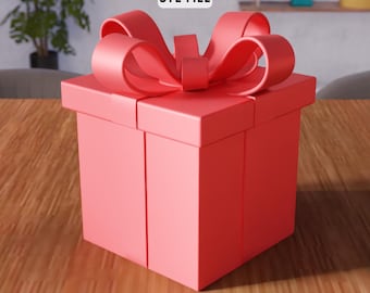3D Gift Box With Bow STL File - Decorative Storage Box Organizer (Digital Download)
