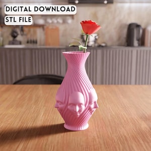 3D Multi Face Vase STL File - Unique sculpted decor vase design (Digital Download)
