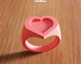 3D Heart Ring STL File - Minimal Love Jewelry Gift Design (Digital Download)
