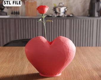 3D Heart Vase STL File – Valentine's Day Decor (Digital Download)