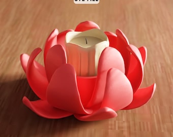 3D Lotus Flower Tea Light Holder STL File – Romantic Home Decor (Digital Download)