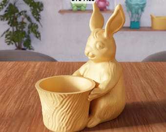 Archivo STL de cuenco de conejo de Pascua 3D - Soporte decorativo para conejos para decoración del hogar (Descarga digital)