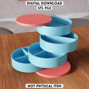 3D 回転モジュラーオーガナイザー STL ファイル - 多層回転収納ボックス (デジタルダウンロード)