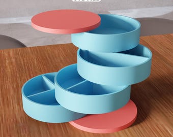 3D Rotating Modular Organizer STL File - Multi Layer Swivel Storage Box (Digital Download)