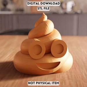 Plik STL z emoji kupy 3D – zabawna dekoracyjna grafika na biurko (do pobrania cyfrowego)