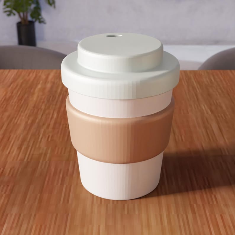 3D Coffee Cup STL File - Reusable Travel Mug Minimal Drinkware (Digital Download) image 2