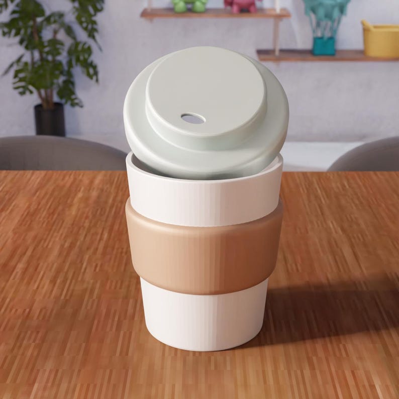 3D Coffee Cup STL File - Reusable Travel Mug Minimal Drinkware (Digital Download) image 8