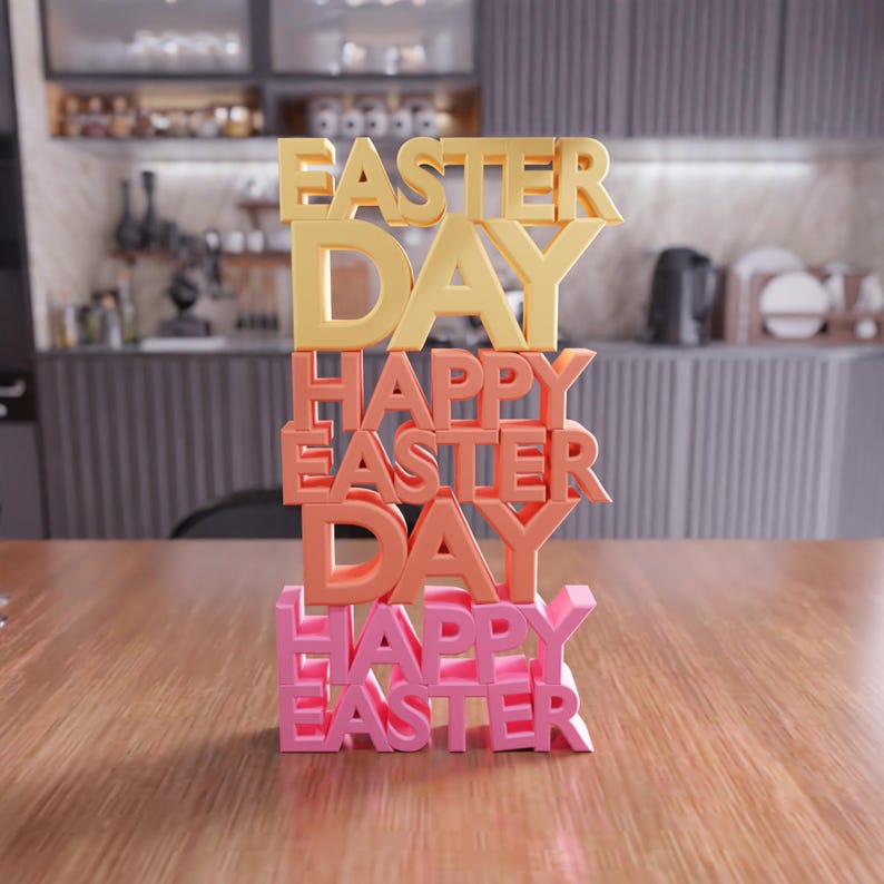 3D Happy Easter Day Text