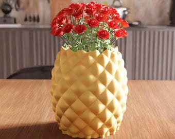 3D Pineapple Planter STL File - Tropical Succulent Pot for Indoor Decor, Gift for Mom, 3D Printing Planter, Pineapple Plant Holder