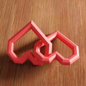 3D Interlocking Heart STL File - Modern Love Decor Geometric Sculpture (Digital Download) image 3
