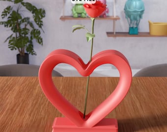 3D Heart Flower Holder STL File - Romantic Home Decor Gift (Digital Download)