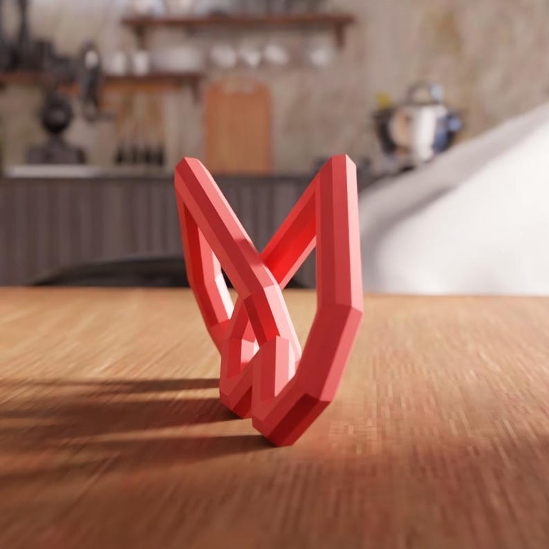 3D Interlocking Heart STL File - Modern Love Decor Geometric Sculpture (Digital Download) image 6