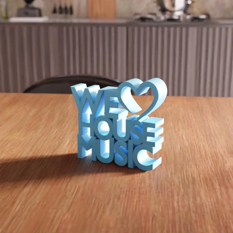 3D We Love Music STL File - music quote decor sign modern typography (Digital Download) image 6
