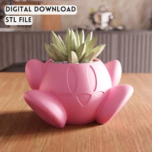 Kirby Planter 3D STL Datei - Schreibtisch Sukkulenten Topf Dekor Modell (Digitaler Download)