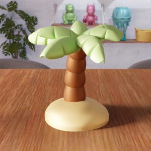 3Dミニチュアヤシの木STLファイル - トロピカルサマーデコレーション、ヤシの木アート、3Dプリント、ミニヤシの飾り、デジタルダウンロード、ヤシの葉のモデル