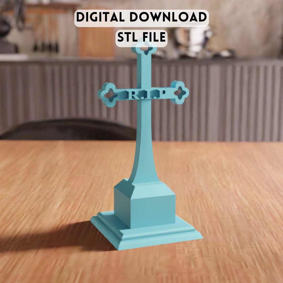 Steel Rip Cross 3D RIP Cross STL File - Gothic Grave Decor Monument Model (digital ...