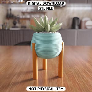 3D Moderner gerippter Pflanzer STL Datei - Minimaler dekorativer Pflanzentopf (Digitaler Download)