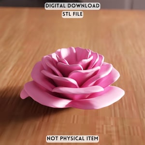 Plik STL z kwiatem róży 3D – dekoracyjna rzeźba kwiatowa do wystroju domu (do pobrania cyfrowego)