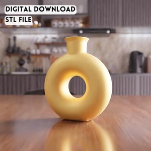 Arquivo STL 3D para Vaso em Formato de Rosquinha - Design moderno de vaso decorativo com formato circular vazado (Download Digital)