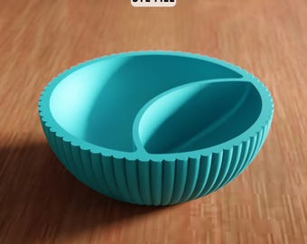 3D Ribbed Divided Bowl STL File - Modern Decorative Organizer for Home (Digital Download)