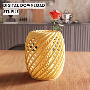 3D Helix Blumenvase STL-Datei - Modernes gedrehtes Dekor für zu Hause (Digitaler Download)