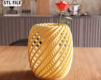 3D Helix Flower Vase STL File – Modern twisted decor for home styling (Digital Download)