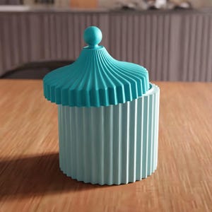 3D Ribbed Storage Jar STL File - Modern Lidded Container for Home Decor (Digital Download) image 2
