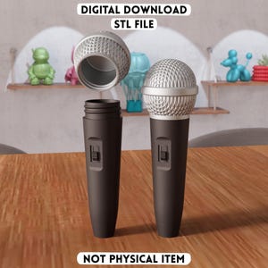 3D Microphone Storage STL File - Hidden Desk Organizer, Music Decor (Digital Download)
