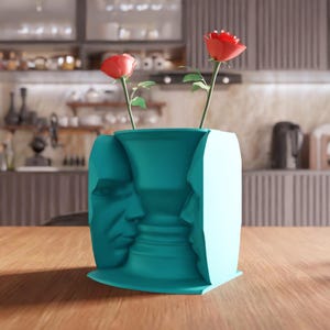 3D Illusion Face Vase STL File - Optical art home decor sculpture gift (Digital Download) image 2