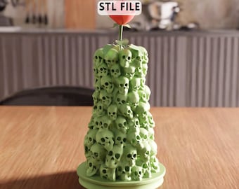 3D Skull Tower Vase STL File - gothic home decor fantasy rose display (Digital Download)