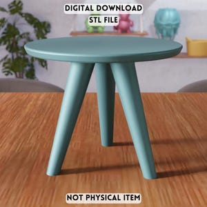 3D Round Side Table STL File - Modern Minimal Furniture Decor (Digital Download)