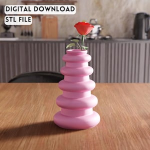 3D Layered Bubble Vase STL File – modern sculpted vase design (Digital Download)