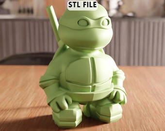 Archivo STL 3D de la Tortuga Ninja Chibi: Modelo de figura de dibujos animados para coleccionistas (Descarga digital)