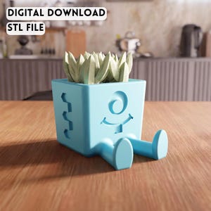 3D Sitting Planter STL File - Character Succulent Pot (Digital Download)