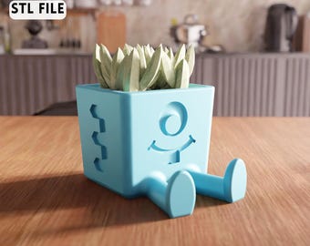 3D Sitting Planter STL File - Character Succulent Pot (Digital Download)