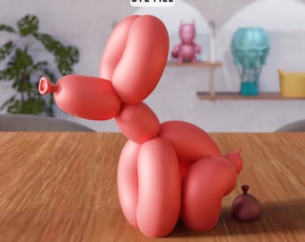 Archivo STL de perro globo 3D divertido: decoración de escritorio divertida (descarga digital)
