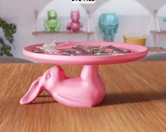 3D Bunny Tray STL File - Rabbit Key Holder Decor (Digital Download)