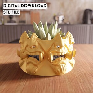 Maceta con cara de monstruo 3D (archivo STL) - Maceta decorativa de fantasía para suculentas (descarga digital)