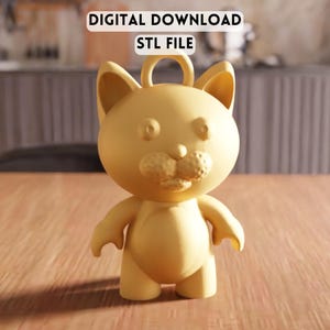 3D Cat Keychain Figure STL File - Animal charm model for makers (Digital Download)