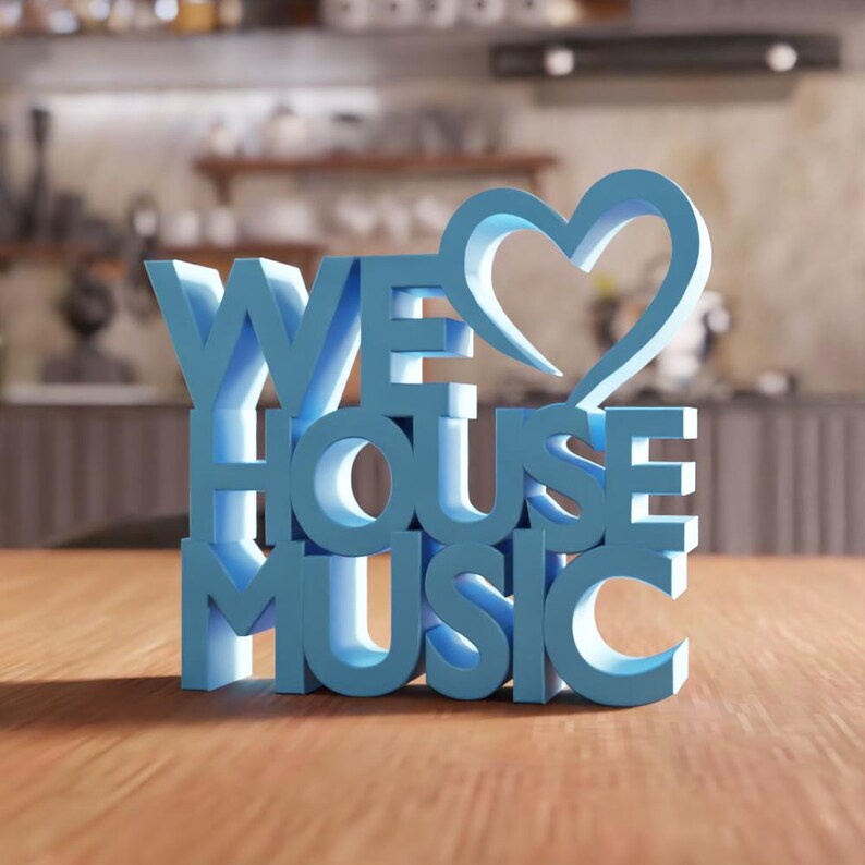3D We Love Music STL File - music quote decor sign modern typography (Digital Download) image 8