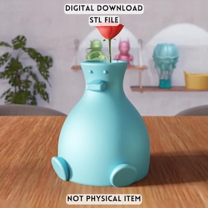 3D Duck Bud Vase STL File - Animal Planter Office Decor (Digital Download)
