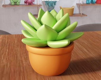 Archivo STL de planta suculenta 3D: Decoración moderna para el escritorio del hogar (Descarga digital)