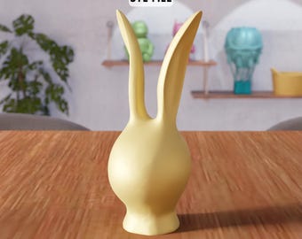3DミニマルバニーSTLファイル - 抽象的なウサギの彫刻モダンインテリア（デジタルダウンロード）