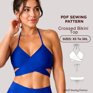 Swimsuit Sewing Pattern PDF – Reversible Cross Wrap Bikini Top, Sizes XS-4XL – A4, US Letter & A0 Instant Download