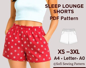 Easy Pajama Shorts Pattern with Side Pockets | XS–3X | Comfy Lounge Shorts PDF