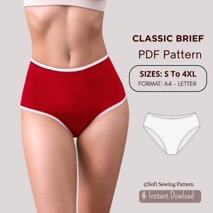 Classic Brief Sewing Pattern PDF | High Waisted Panty for Women | Sizes XS-4XL | Beginner Lingerie Pattern | Full Coverage Underwear