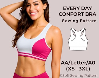 Soft Bra Sewing Pattern | Loungewear Bra Top PDF | Comfortable Soft Bra Top |  XS-3XL | Beginner Friendly
