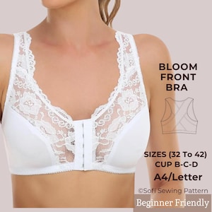 Posture Support Bra Sewing Pattern – Front Closure Bra PDF – Wireless Bra Pattern for Women – Sewing Pattern  Sizes 32 to 42