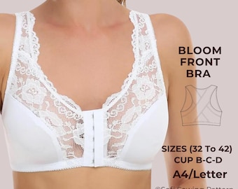 Posture Support Bra Sewing Pattern – Front Closure Bra PDF – Wireless Bra Pattern for Women – Sewing Pattern  Sizes 32 to 42