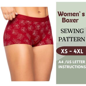 Naaipatroon voor boxershorts voor dames | PDF Ondergoedpatroon | Zelfgemaakte lingerie | Comfortabele stretch boxer | Maten XS-4XL